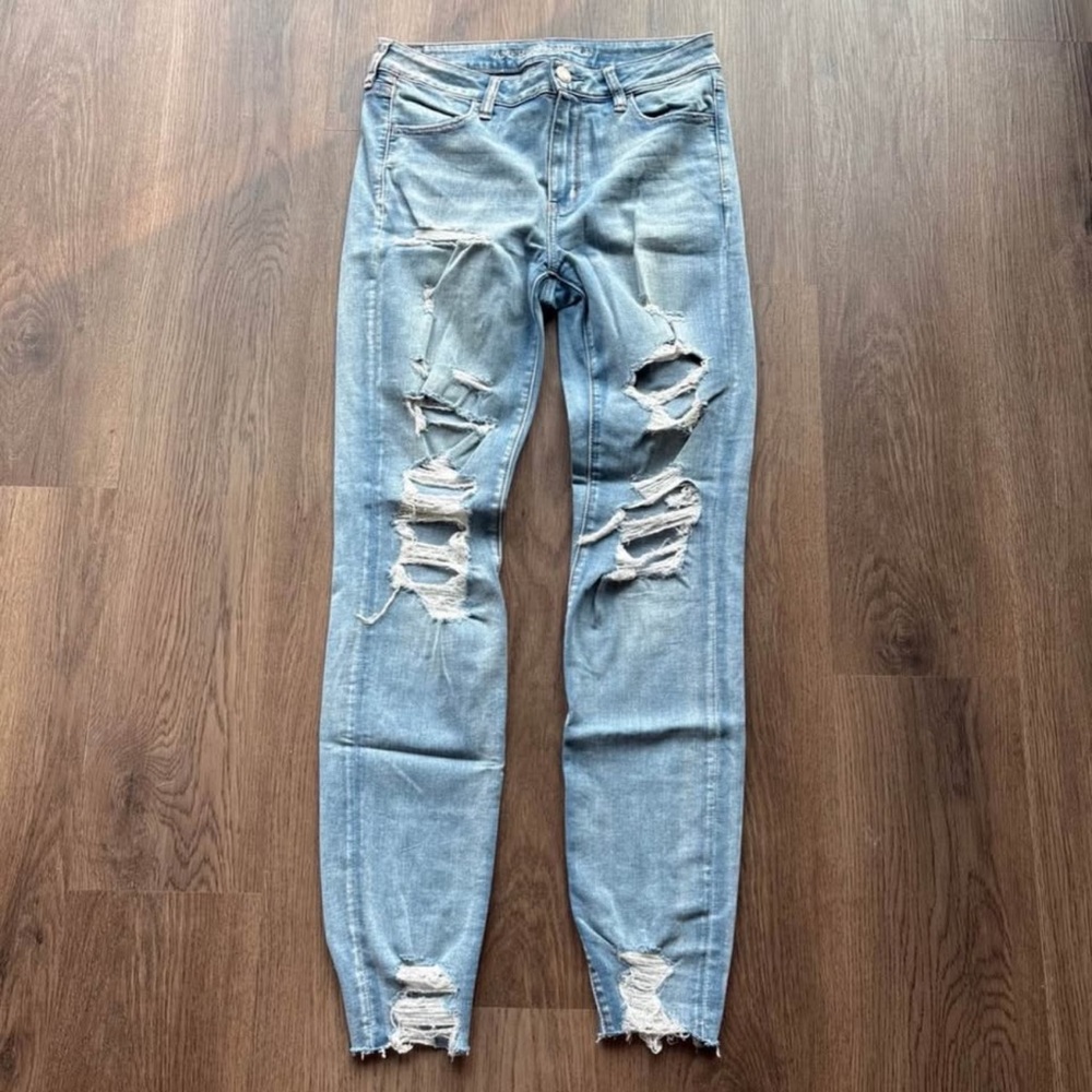 American Eagle Outfitters Ripped Light Blue Skinny Jeans